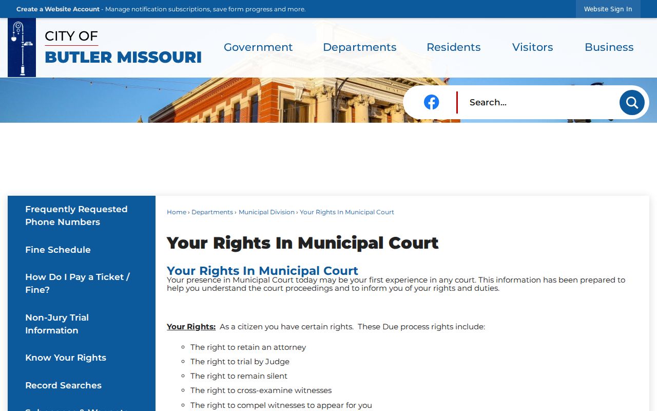 Butler court records municipal court rights information