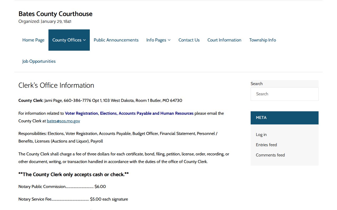 Bates County civil court docket county clerk distinction source