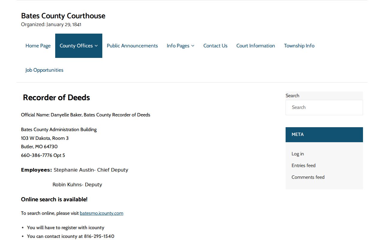Bates County civil court docket recorder distinction source