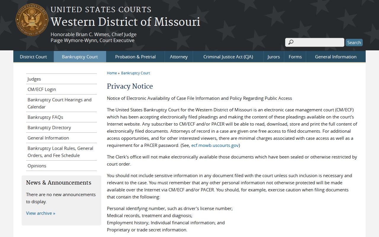 Bates County civil court docket federal records distinction source