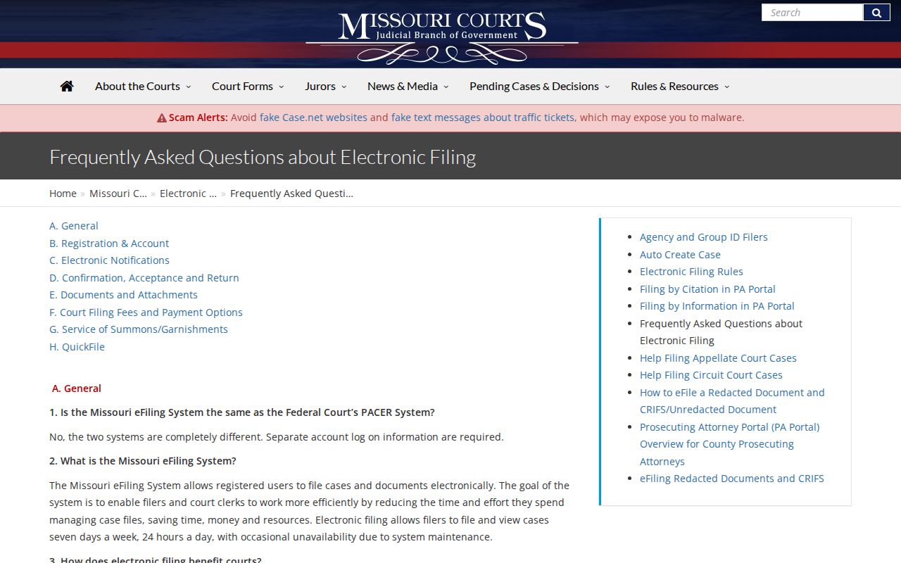 Bates County court calendar Missouri eFiling access source