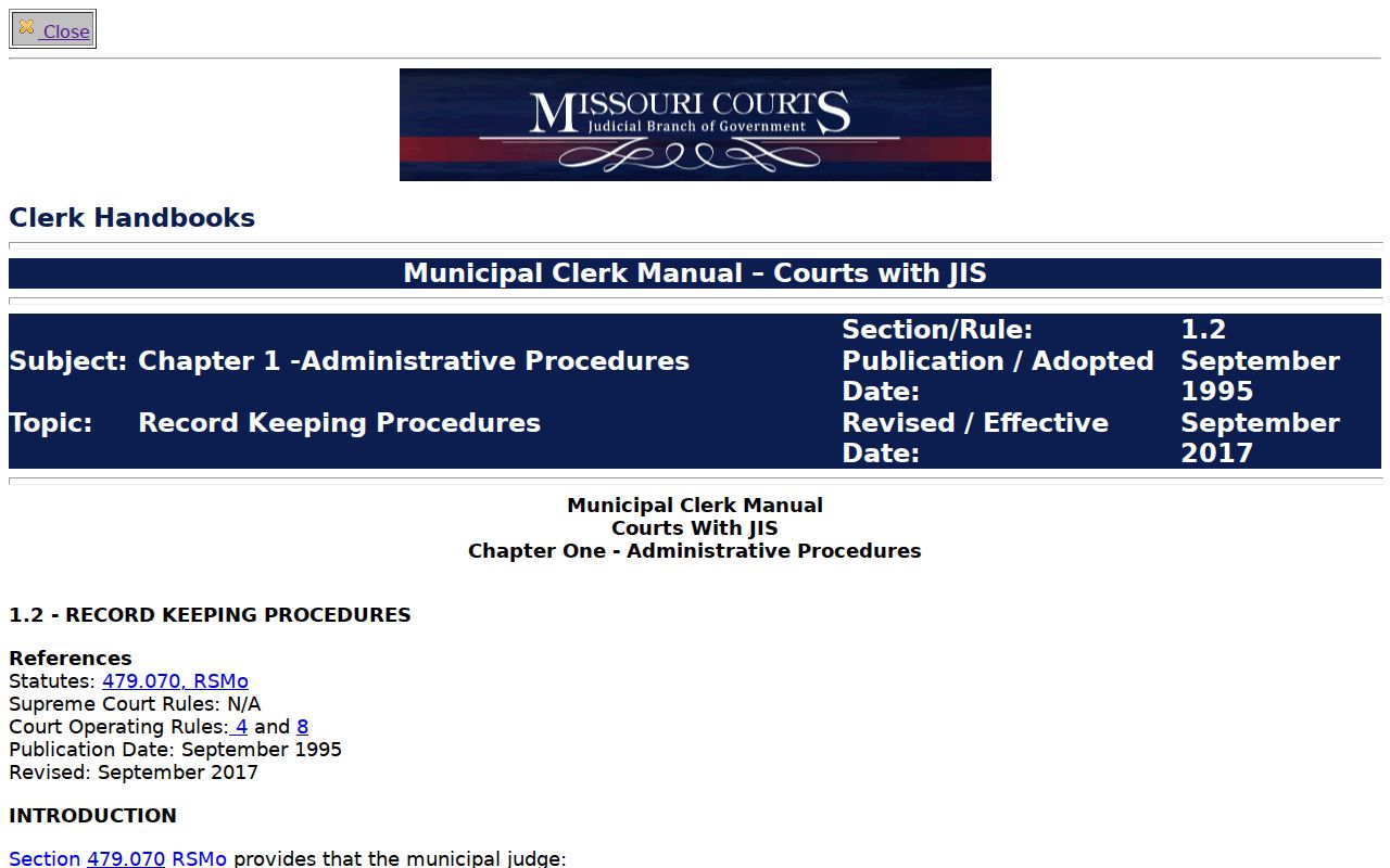 Bates County court calendar municipal clerk record-keeping source