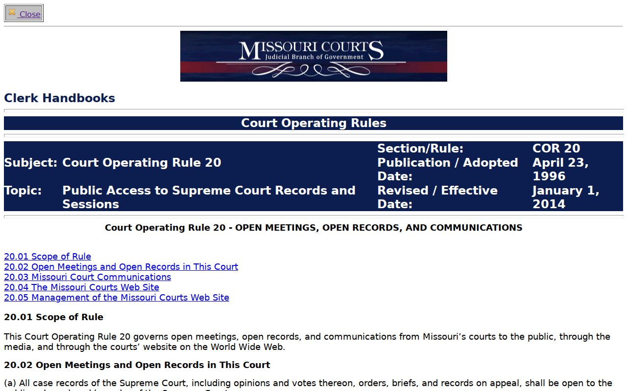 Bates County court case records public-access rule
