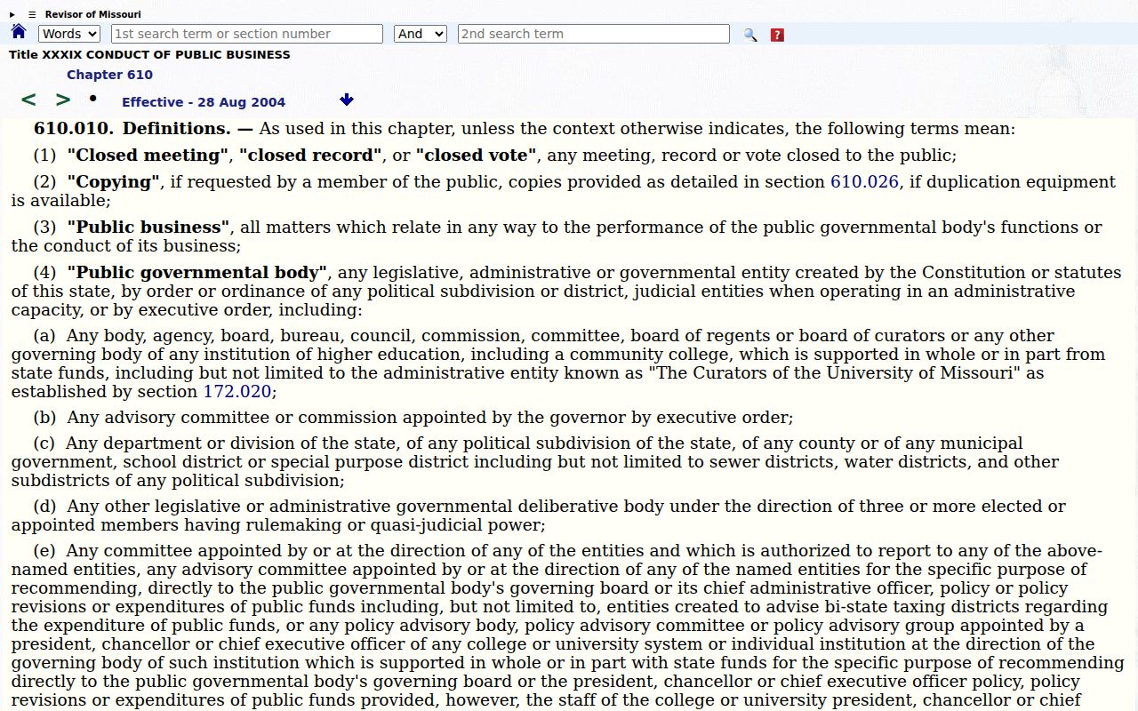 Drexel court records Missouri Sunshine Law public record definition source
