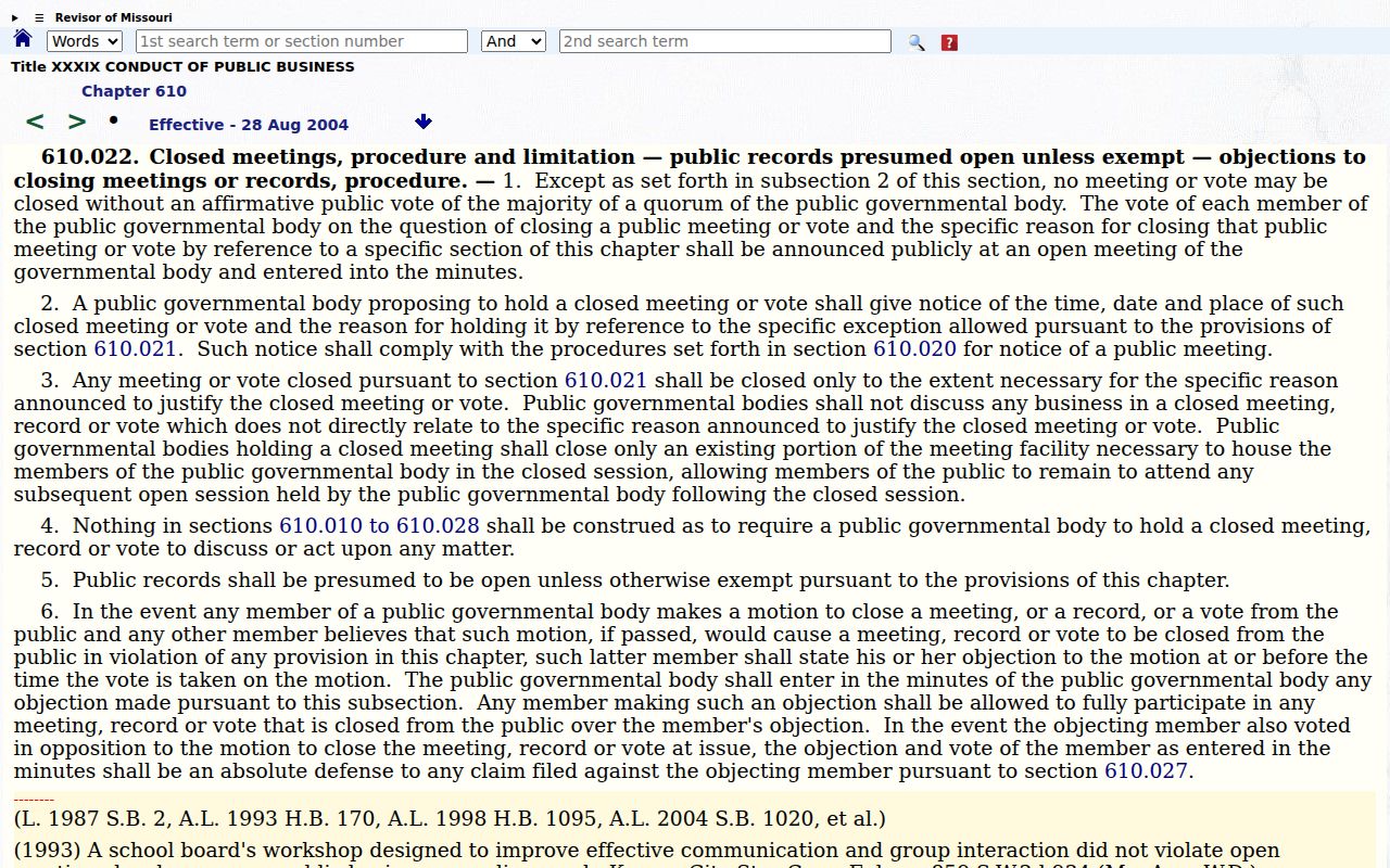 Hume court records Missouri Sunshine Law public access source