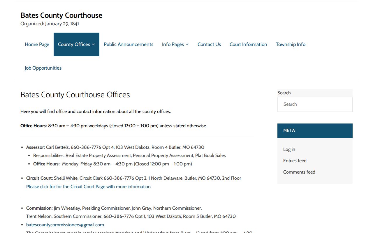 Bates County court docket county offices source